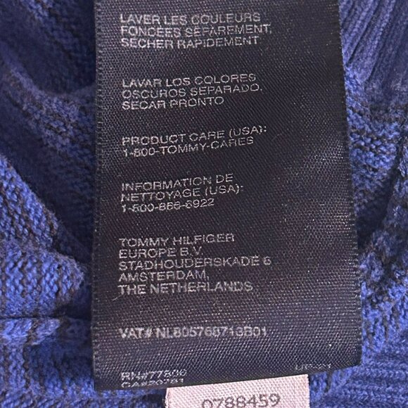 Tommy Hilfiger Men’s Blue Black Striped Pullover V Neck Sweater Size 2X - Picture 8 of 8